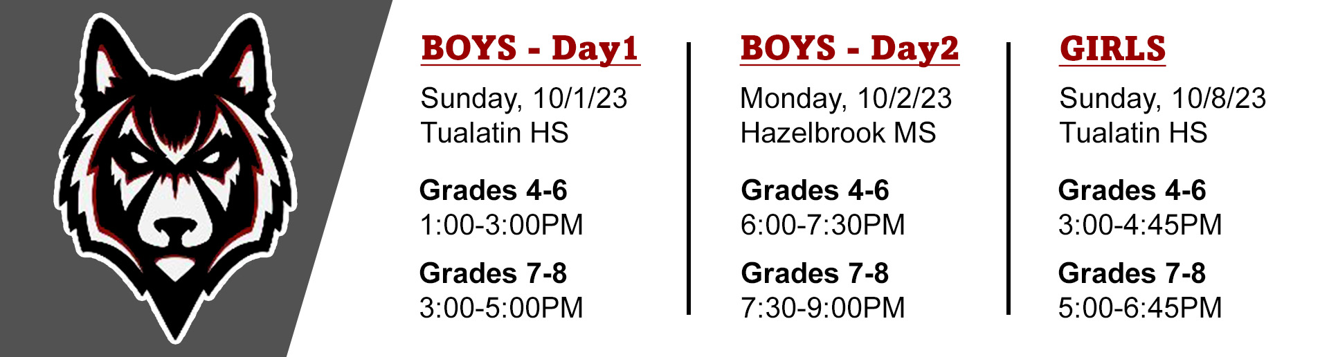 Competitive Tryouts Schedule