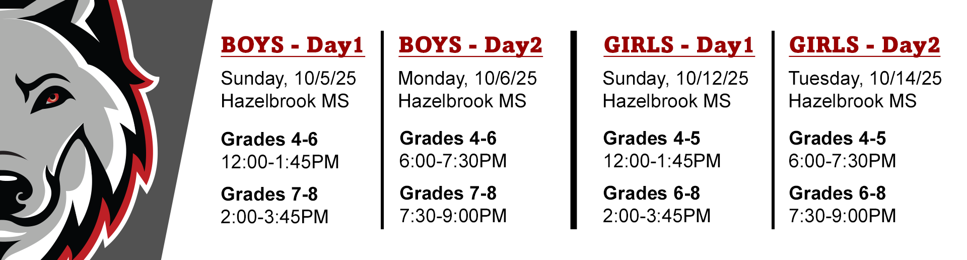 Tryout Schedules