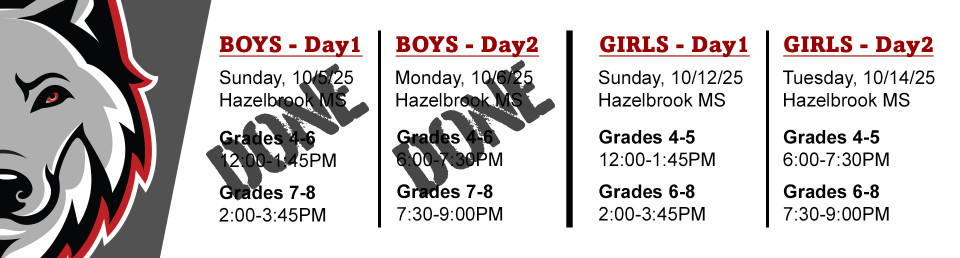 Tryout Schedules